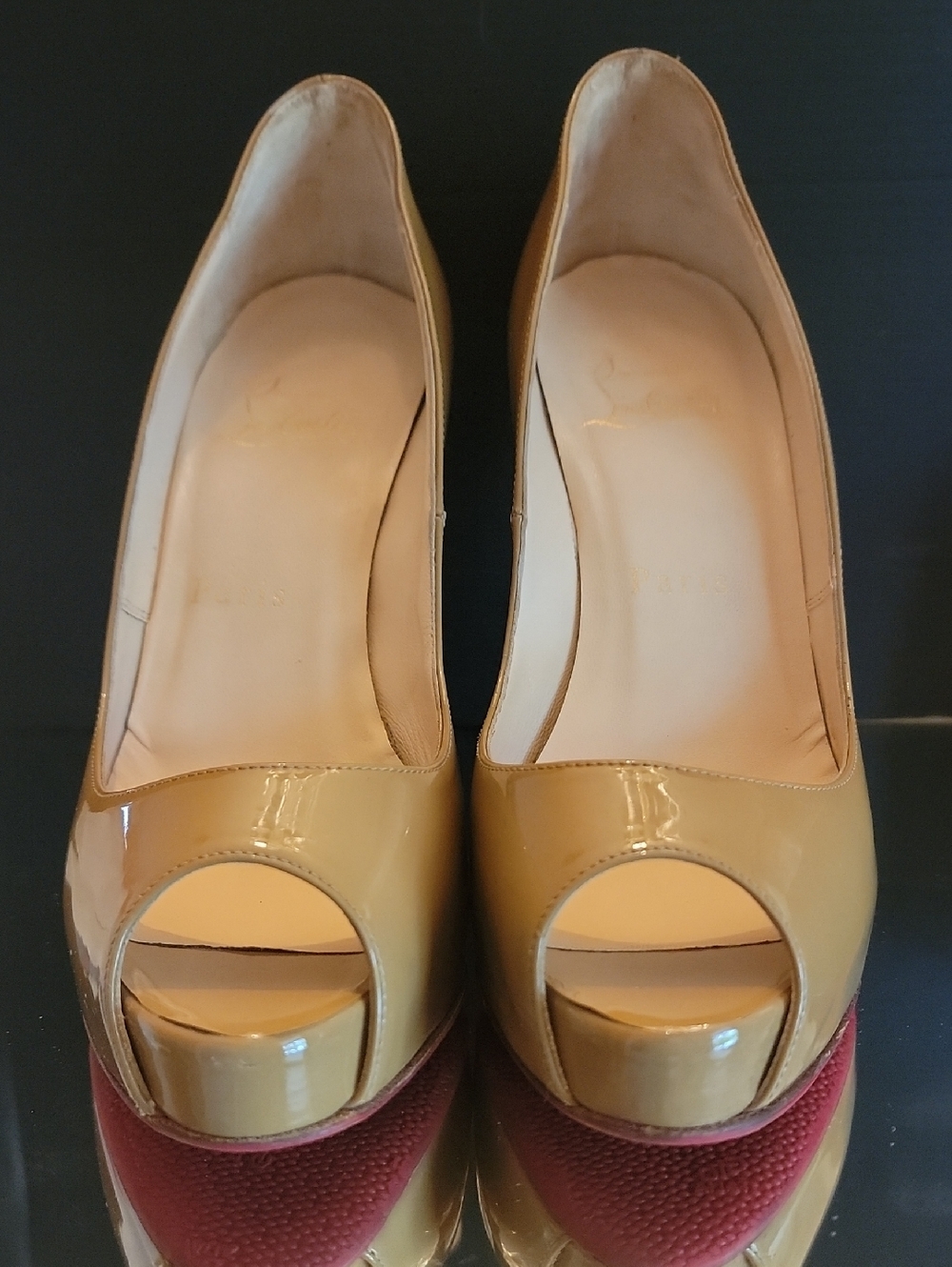 Christian Louboutin Decollete Camel Patent Leather 100heel Sz 36